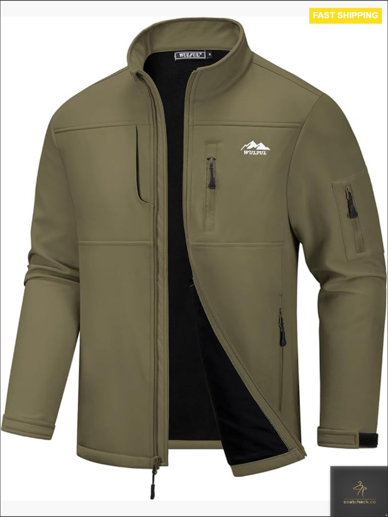 Men's Lightweight Softshell Jacket Warm Fleece Lined Windbreaker Waterproof